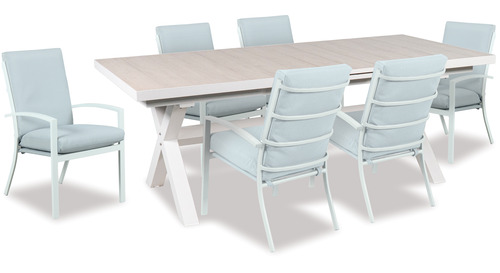 Lilac 2020 Oblong Extension Outdoor Table & Matzo High Back Chairs x 6 